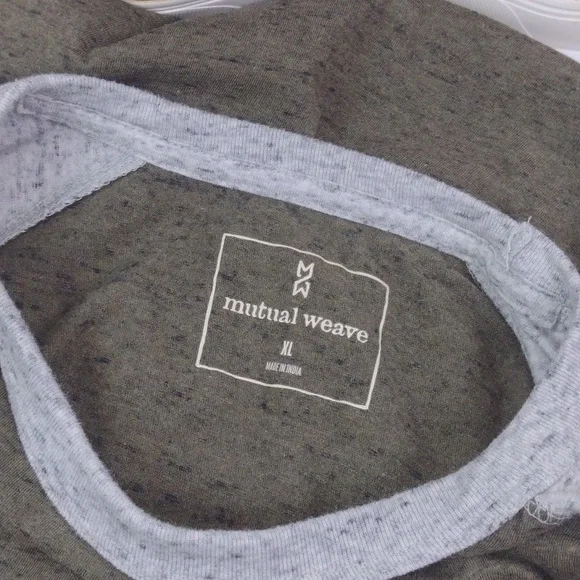 Mutual Weave Dark Sage Green Gray-Long-Sleeve Baseball Tee Jersey Shirt XL - Picture 4 of 12